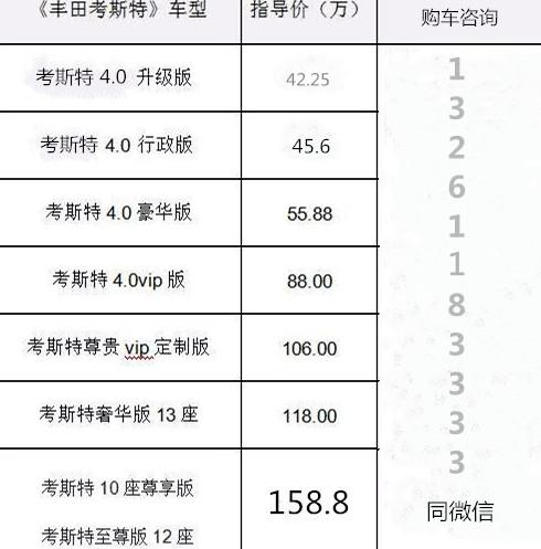 北京丰田4s店一览表，丰田考斯特4s店价格表