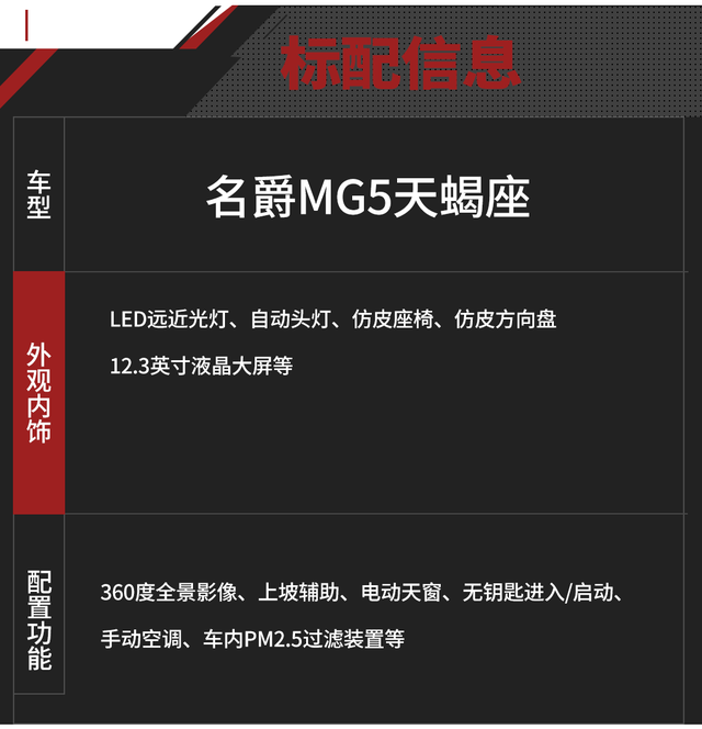 名爵mg5报价和图片，名爵MG5天蝎座正式上市