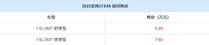 东风风行7座车图片价格，2023款东风风行SX6售价